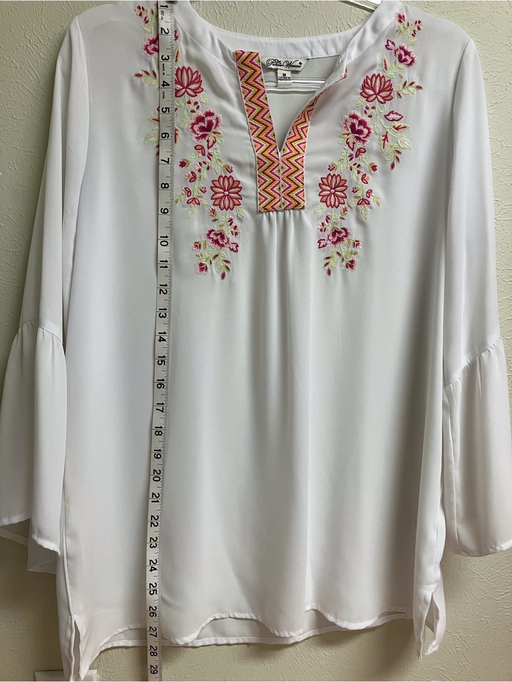 The Pioneer Woman White Tunic with Pink Floral Embroidery - Picture 8 of 12